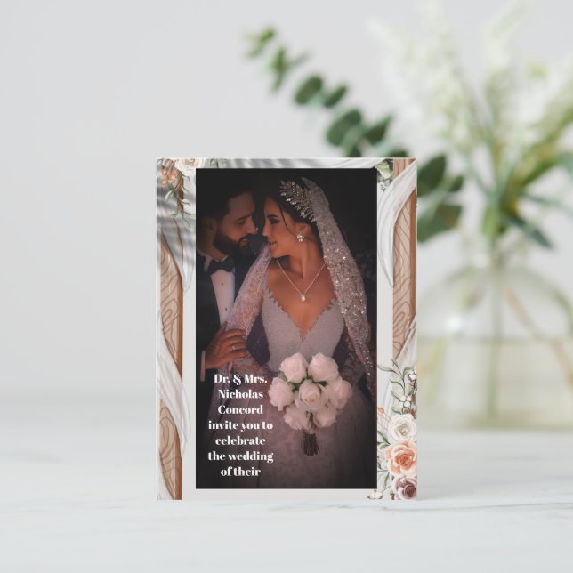 Kort för inbjudan till lyxbröllop - Elegant Bride  (Stående Fram)