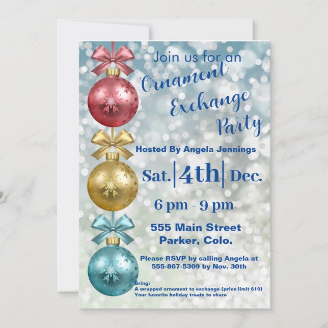 Kort för inbjudan till prydnadsföremål till jul (Framsida)