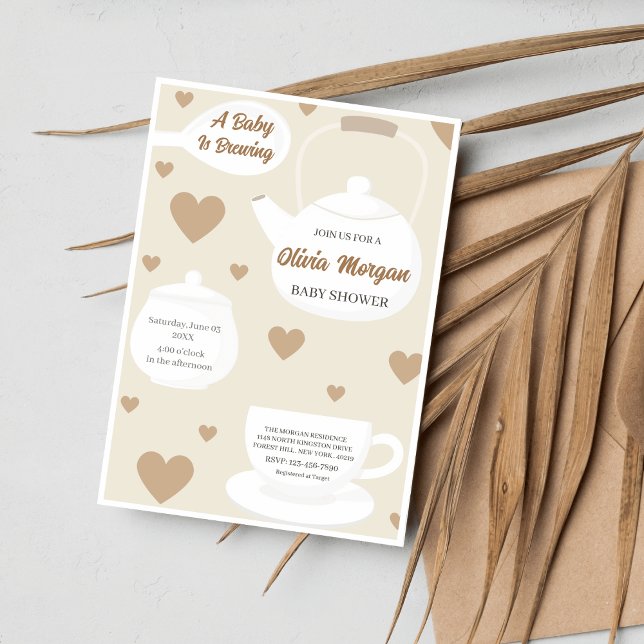 Kort för inbjudan till tekannor för babyvisningspr (Skapare uppladdad)