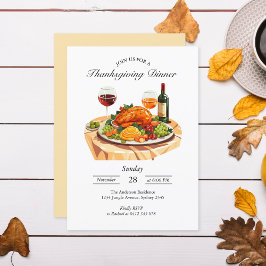 Kort för inbjudan till Thanksgiving av elegant