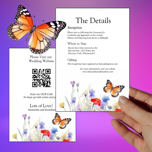 Kort för information om vattenfärg-Butterfly och j (Skapare uppladdad)