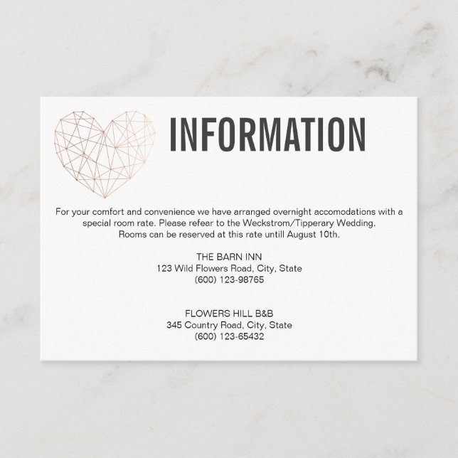 Kort för informationshölje | Geometrisk Ro Guld (Framsida)