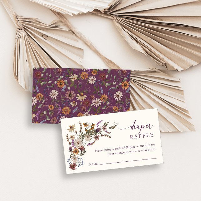 Kort för jodrosblad (Wildflower Diaper Raffle Card
)