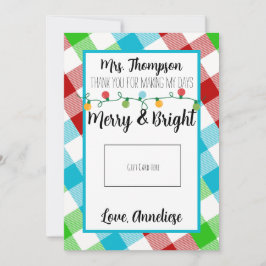 Kort för julgåva från Merry & Bright Teacher