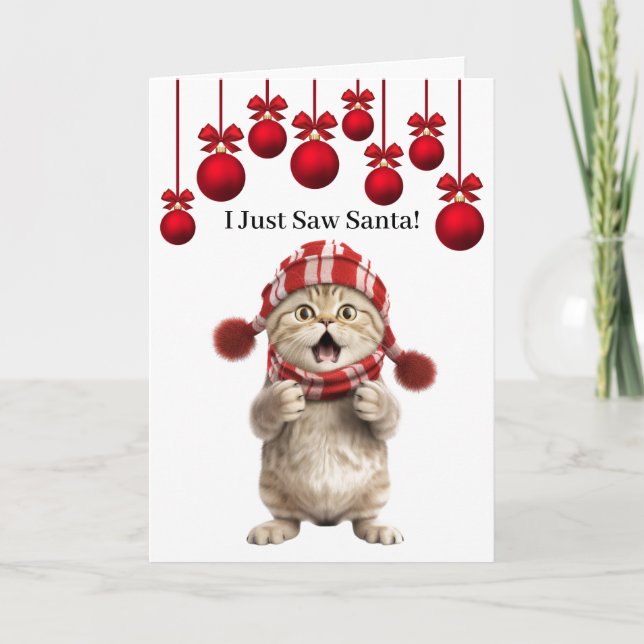 Kort för julhälsning för toppen Cute Cat (Framsida)