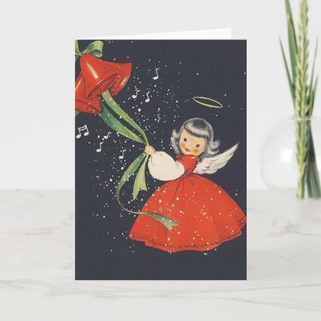 Kort för julhälsning i vintage Angel (Framsida)