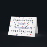Kort för julHanukkah Combo hälsning<br><div class="desc">Lyckliga Chrismukkah! Eller var den,  glada Chanumas?  Endera långt,  om du är en av miljoner som har 2 vinterhelgdagar på ditt hus,  är här ett underbart hälsningkort för ditt!  Göra grön och slösa med stjärnor av David,  julgranar,  Chanukah menoror och snöflingor,  dekorerat i rött!  Förbigå insida för ditt meddelande.</div>