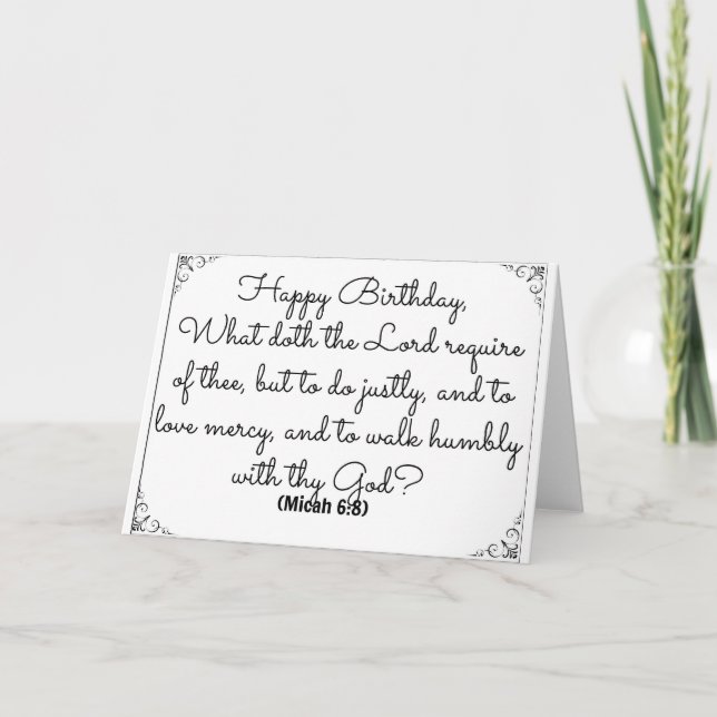 Kort för Juni 8 bibelfödelsedag med den Micah (Framsida)