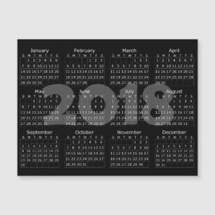 Kort för kalender för svart 2018 magnetiskt