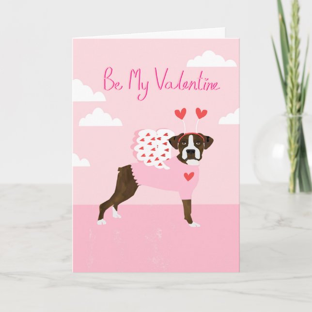 Kort för kärlek för boxarehundvalentines (Framsida)