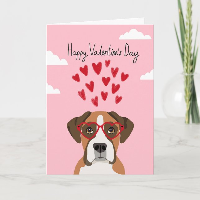 Kort för kärlek för boxarehundvalentines (Framsida)