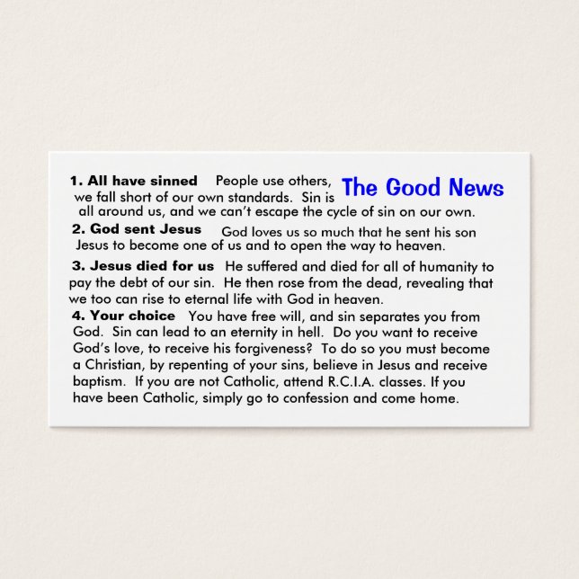 Kort för katolsk evangelisering "Chost-Lakan" (Framsidan)