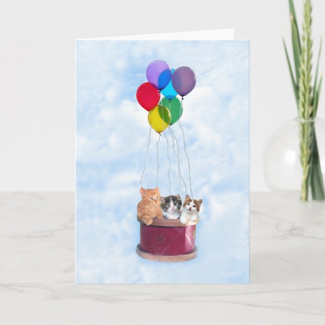 Kort för kattungeluftballonghälsning (Framsida)