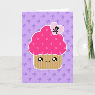 Kort för Kawaii ont gulligt muffinfödelsedag