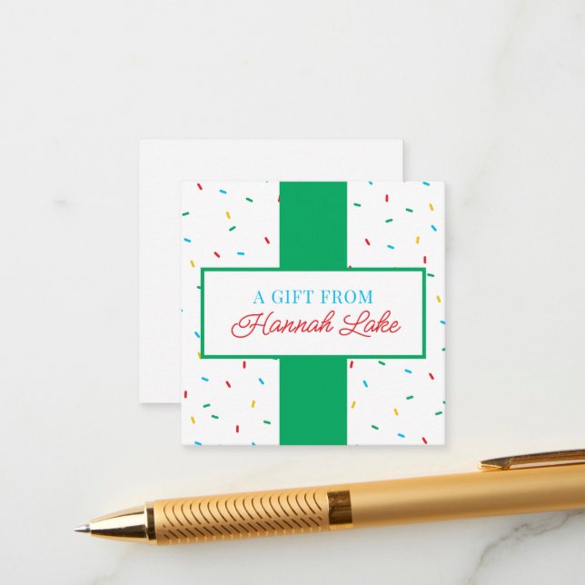 Kort för Kids Rainbow Sprinkle Gift-hölje (Fram/Back In Situ)