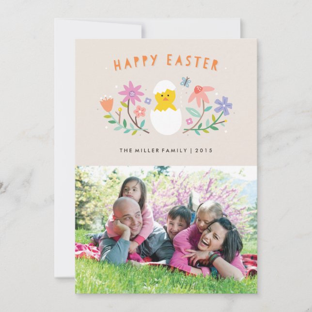 Kort för kläckt Påsk - Beige (Framsida)