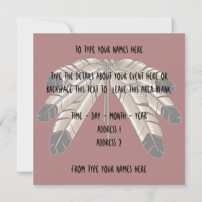 Kort för konst för infödd inbjudanpersonlig (Baksida)