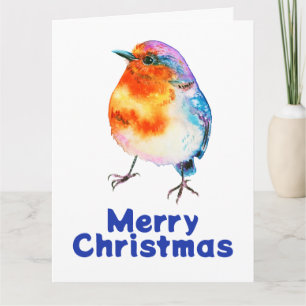 Kort för konstgjord jul Robin Watercolor Greeting