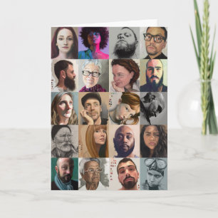 Kort för konstporträtthälsning - teckning &