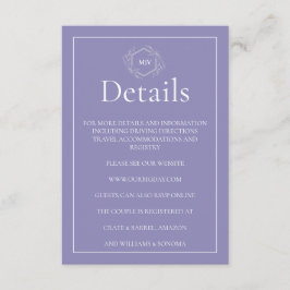 Kort för kreditering av lavender Monogram