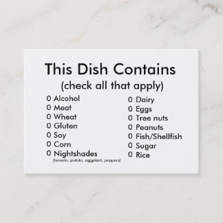 Kort för krukaturingredienser