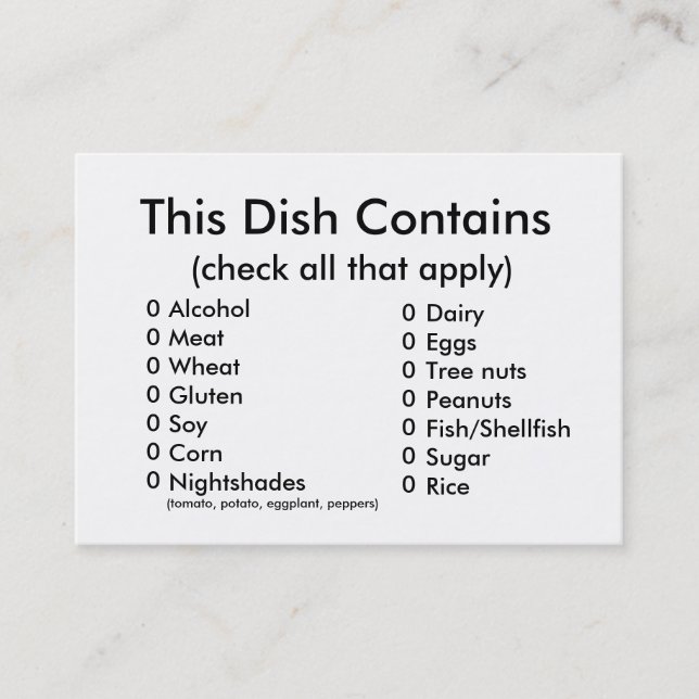 Kort för krukaturingredienser (Framsida)