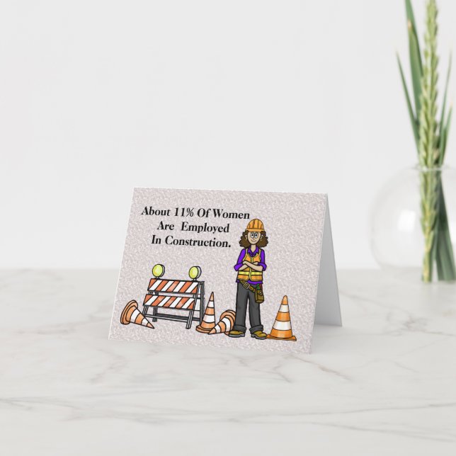 Kort för kvinnlig byggarbetares hälsning (Framsida)