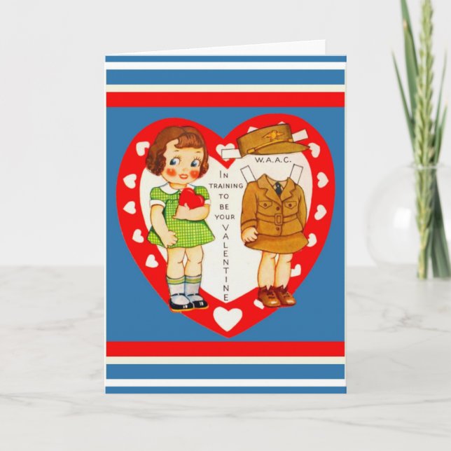 Kort för kvinnoarméns WAAC WII Valentine-kort (Framsida)