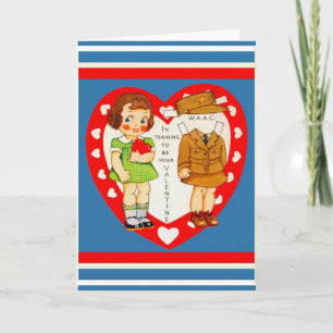 Kort för kvinnoarméns WAAC WII Valentine-kort