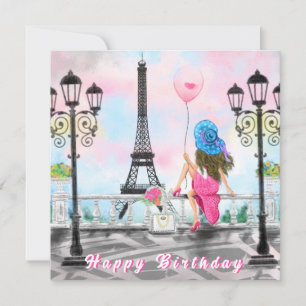 Kort för kvinnor i Paris Eiffel Torn Grattis på fö