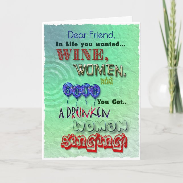 Kort för kvinnor och sång i vin (Framsida)