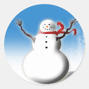Kort för leende av Snögubbe-julkort Runt Klistermärke
