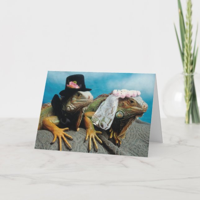 Kort för leguanbröllophälsning (Framsida)
