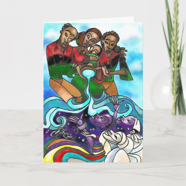Kort "för Libation" Kwanzaa hälsning (Framsida)