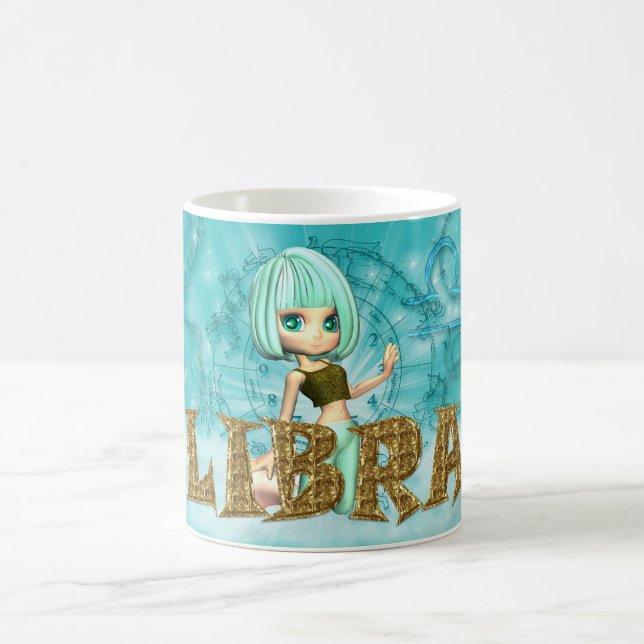 Kort för LibraZodiacfödelsedag med cutiepajen Kaffemugg (Center)