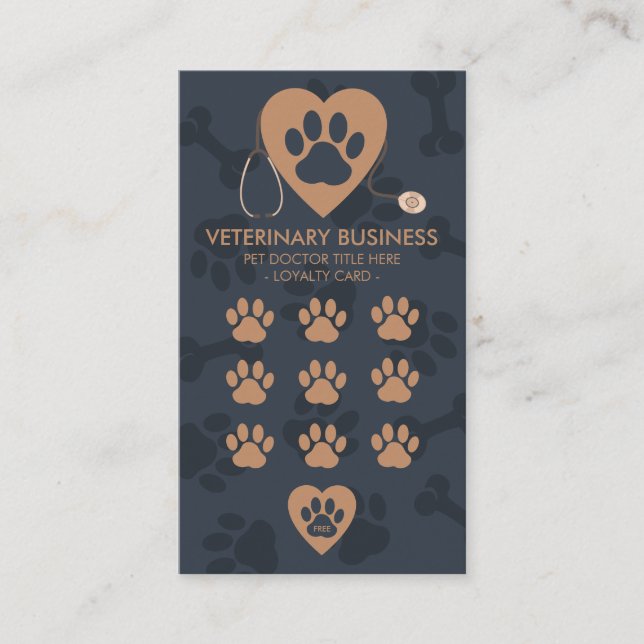 Kort för lojalitet på veterinärklinik (Framsida)