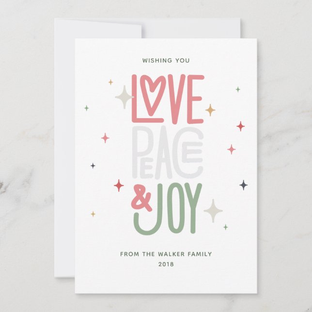 Kort för Love, Peace & Joy Holiday (Framsida)