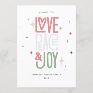 Kort för Love, Peace & Joy Holiday