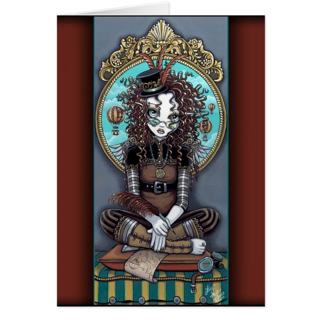 Kort "för Lucy" VictorianSteampunk fe (Framsidan)