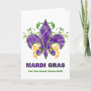 Kort för Mardi Gras Fleur-de-Lis Grungehälsning