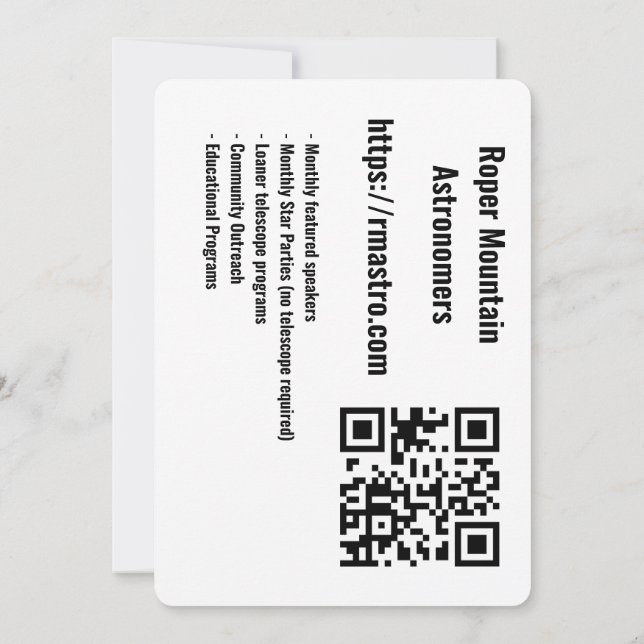 Kort för marknadsföring Elephants Trunk Nebula (Baksida)