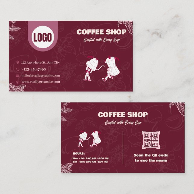 Kort för Maroon Coffee Shop (Fram/baksida)