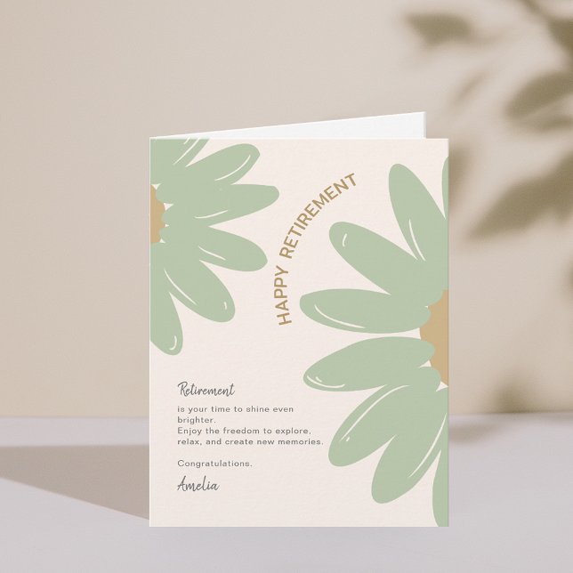 Kort för medarbetare i Lycklig Pension (Flower Employee Staff Happy Retirement Card)