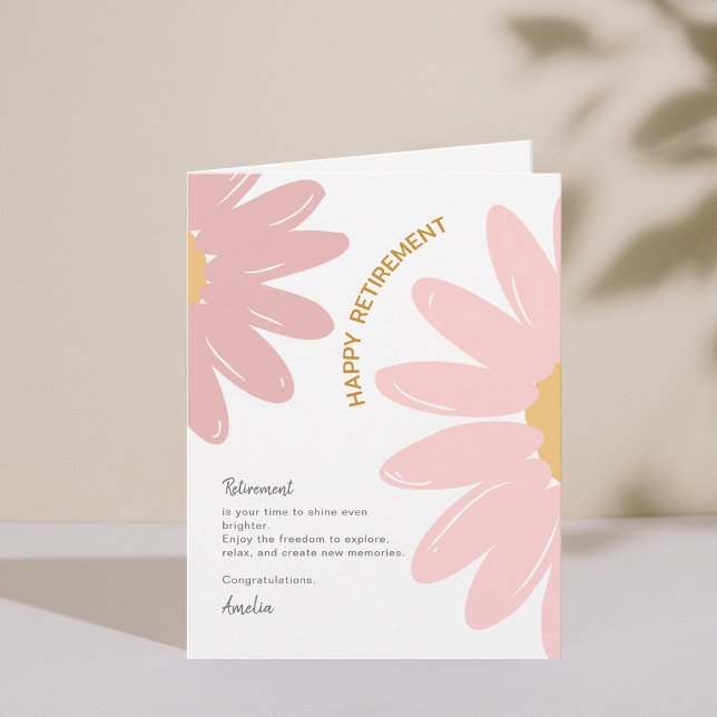Kort för medarbetare i Lycklig Pension (Flower Employee Staff Happy Retirement Card)