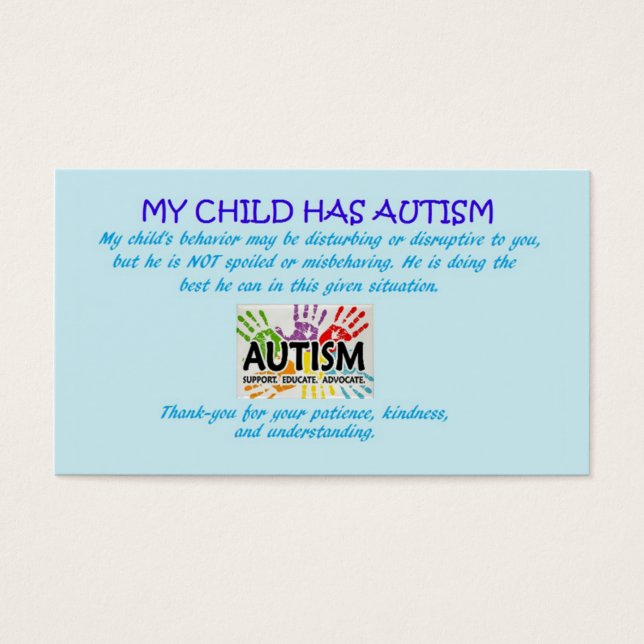 Kort för medvetenhet om autism (Framsidan)