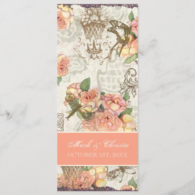 Kort för meny för Flutterbyes 'n-ro elegantt (Framsida)