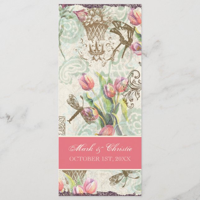 Kort för meny för Flutterbyes 'n-tulpan elegantt (Framsida)