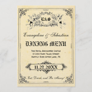 Kort för meny för sagasagobokbröllop