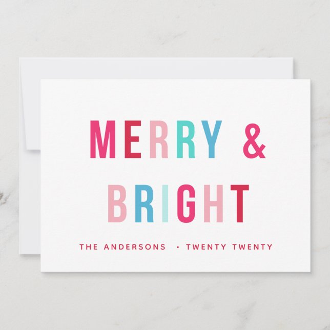 Kort för Merry & Bright Bold Brev Helgdag Card (Framsida)