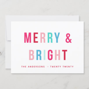 Kort för Merry & Bright Bold Brev Helgdag Card